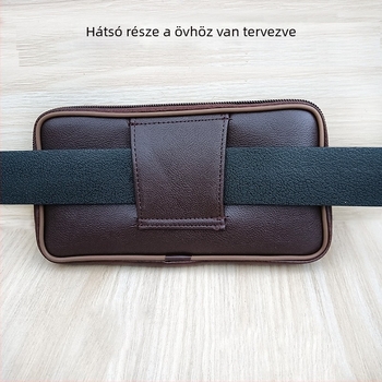 Férfi övtáska, ultra vékony, PU bőr, vízálló, poliészter bélés, városi egyszerűség