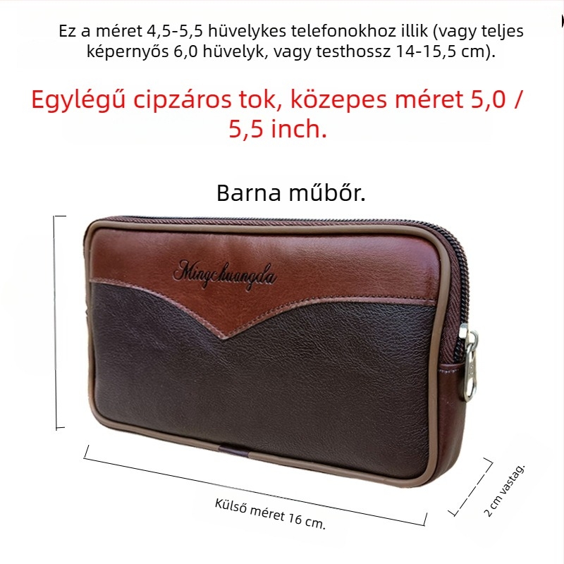 Férfi övtáska, ultra vékony, PU bőr, vízálló, poliészter bélés, városi egyszerűség