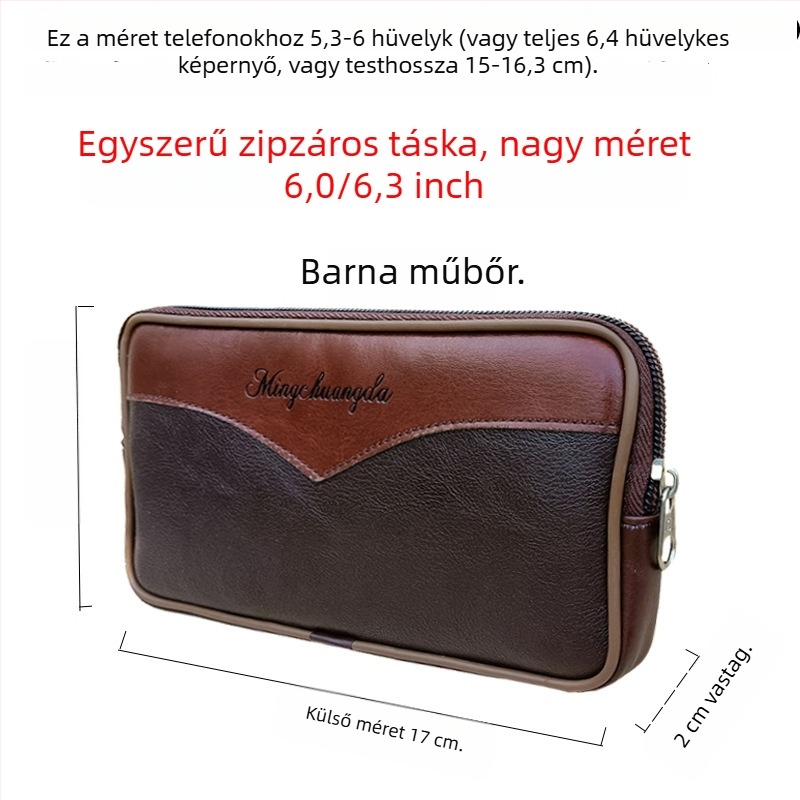 Férfi övtáska, ultra vékony, PU bőr, vízálló, poliészter bélés, városi egyszerűség