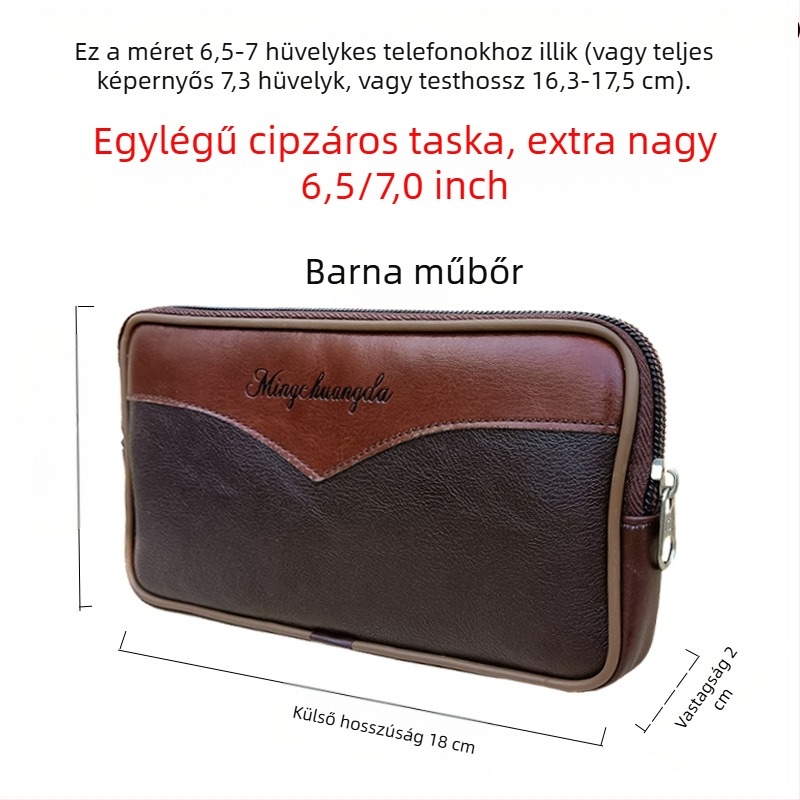 Férfi övtáska, ultra vékony, PU bőr, vízálló, poliészter bélés, városi egyszerűség