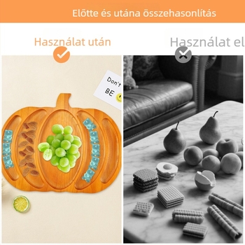 Tök formájú bambusz snack tál, osztott gyümölcs tál, modern egyszerű stílus, első osztályú minőség