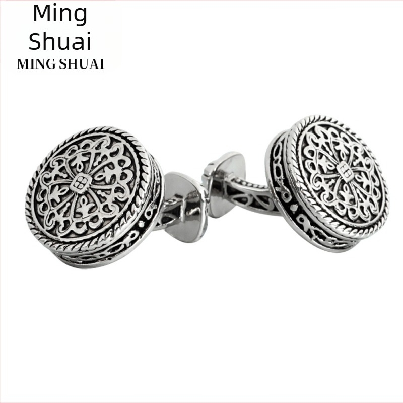 Mandzsettagombok - réz, retro kerek dizájn, olajos felület, testreszabható