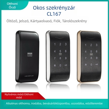 Intelligens fiók- és ruhásszekrény zár jelszóval és kártyaolvasóval – elektronikus szekrényzár, CL167, cinkötvözet