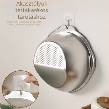 Rozsdamentes acélból készült leeresztő tál szűrővel gyümölcs és zöldség mosásához, rizs öblítéséhez, konyhai leeresztő kosár