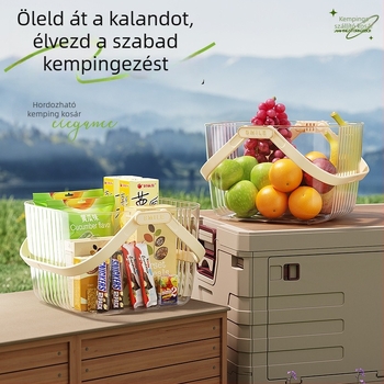 Kültéri hordozható gyümölcstároló kosár — műanyag, könnyű lux stílus, piknikre és nassolnivalók tárolására