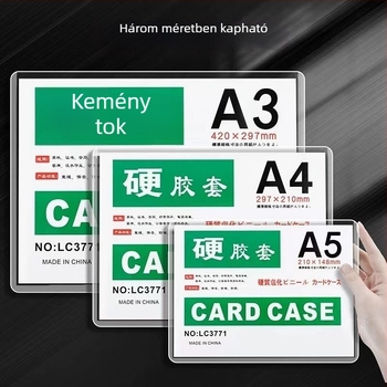 Áttetsző, merev A4-es igazolvány- és dokumentumtartó – minimalist PVC védőtok az eredeti és a másolati üzleti engedély dokumentumokhoz