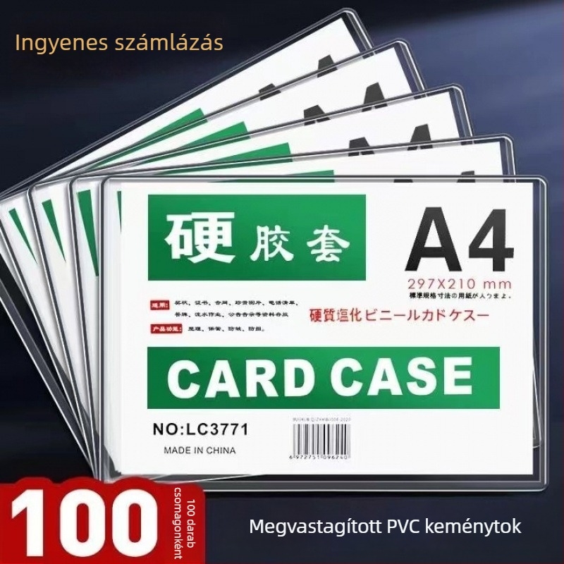 Áttetsző, merev A4-es igazolvány- és dokumentumtartó – minimalist PVC védőtok az eredeti és a másolati üzleti engedély dokumentumokhoz