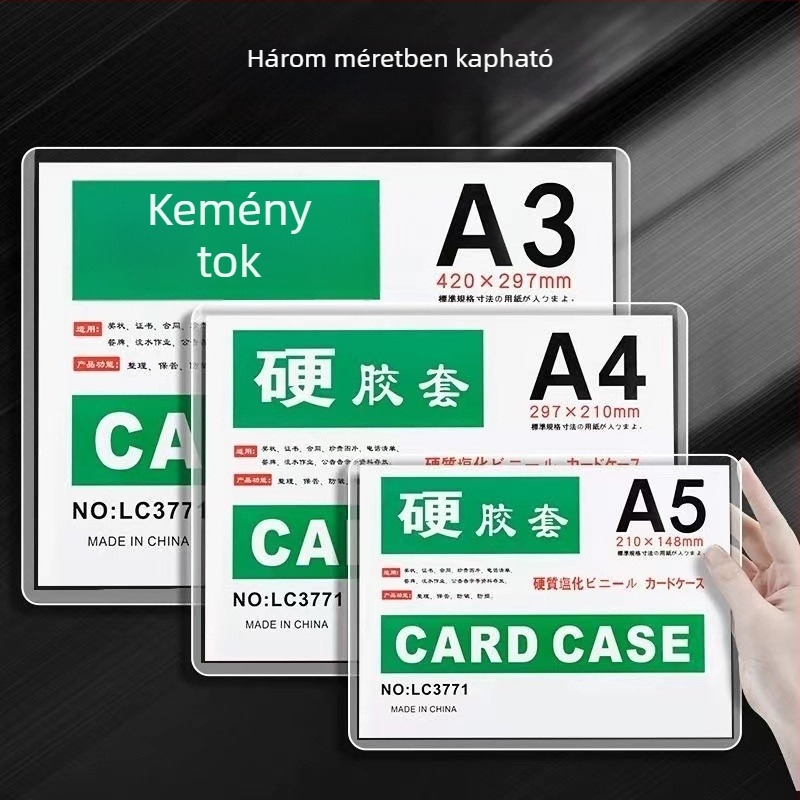 Áttetsző, merev A4-es igazolvány- és dokumentumtartó – minimalist PVC védőtok az eredeti és a másolati üzleti engedély dokumentumokhoz