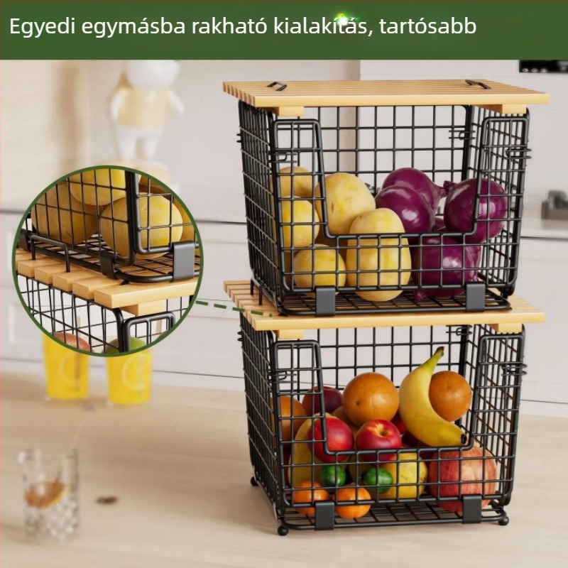 Leválasztható gyümölcstartó és asztali tárolóállvány – összecsukható, modern, egyszerű dizájn gyümölcsöknek, zöldségeknek, snackeknek és fűszereknek