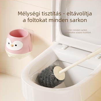 Műanyag WC-kefe hosszú nyéllel, falra szerelhető alap, holttér nélkül, tömege kb. 210 g
