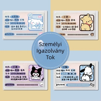 ID-kártyatartó, átlátszó, adatvédelmi védelemmel, teljes lefedettség, arcvédő karikatúra dizájnnal, műanyag