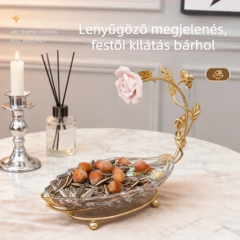 Levél alakú üvegtál gyümölcsök számára, egyszerű stílus, kristálytiszta átlátszóság