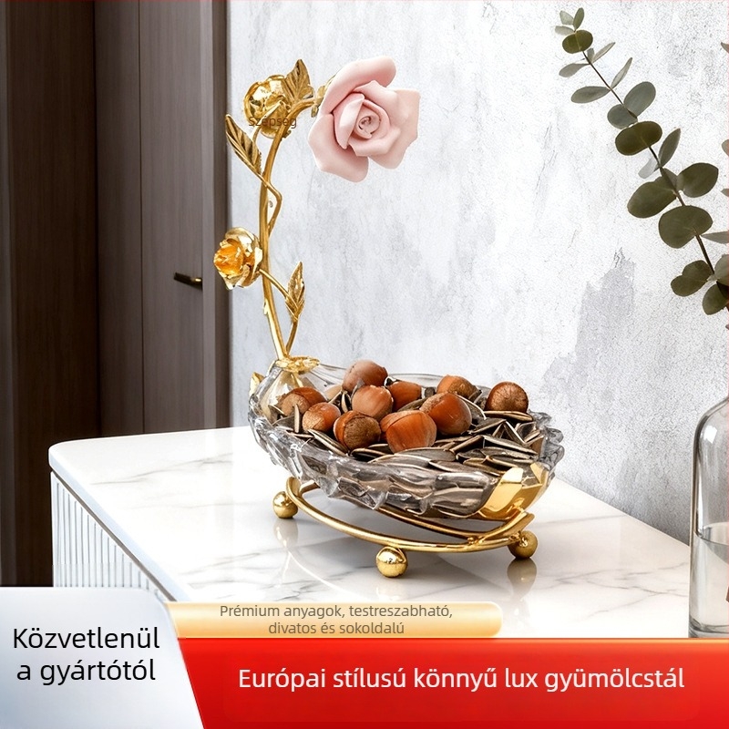 Levél alakú üvegtál gyümölcsök számára, egyszerű stílus, kristálytiszta átlátszóság