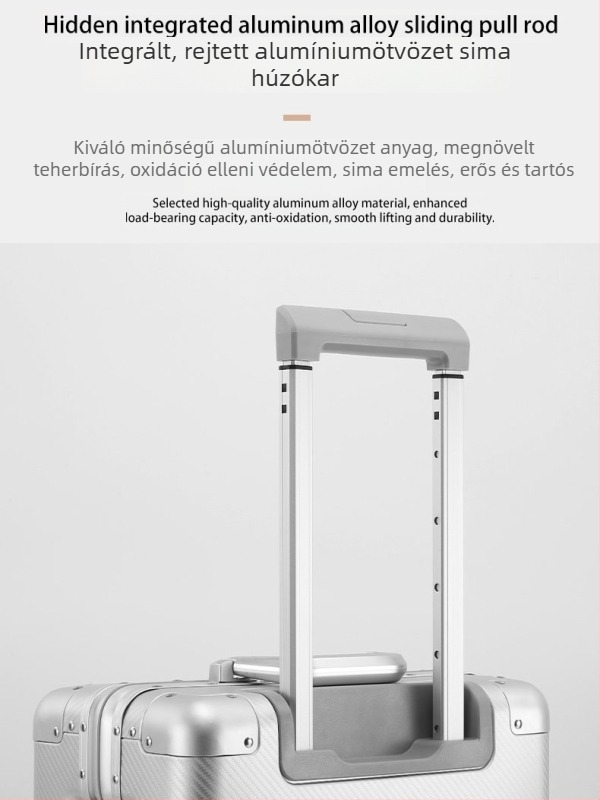 Uniszex bőrönd alumínium-magnézium ötvözetből, TSA zár, univerzális kerekek, 3,6 kg