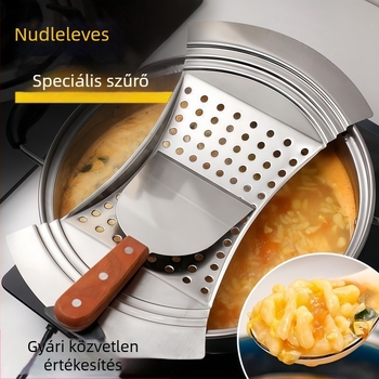 Rozsdamentes acél gombócleves szűrő – hőálló, modern dizájn, konyhai eszköz