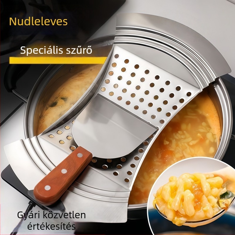 Rozsdamentes acél gombócleves szűrő – hőálló, modern dizájn, konyhai eszköz