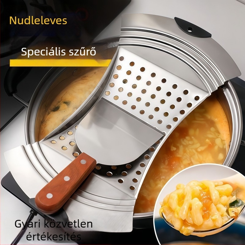 Rozsdamentes acél gombócleves szűrő – hőálló, modern dizájn, konyhai eszköz