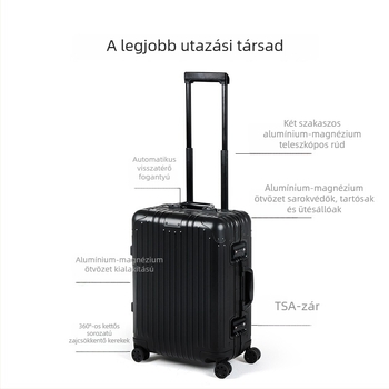 Kézitás poggyász alumínium-magnézium ötvözetből, univerzális kerekekkel, TSA kombinációs zár, 4,3 kg