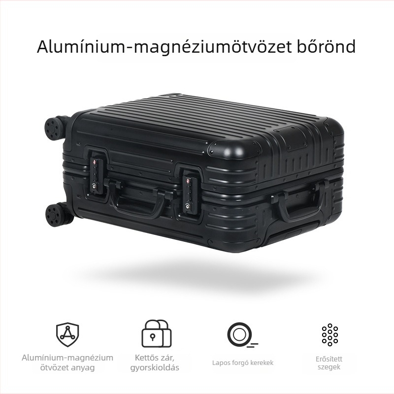 Kézitás poggyász alumínium-magnézium ötvözetből, univerzális kerekekkel, TSA kombinációs zár, 4,3 kg