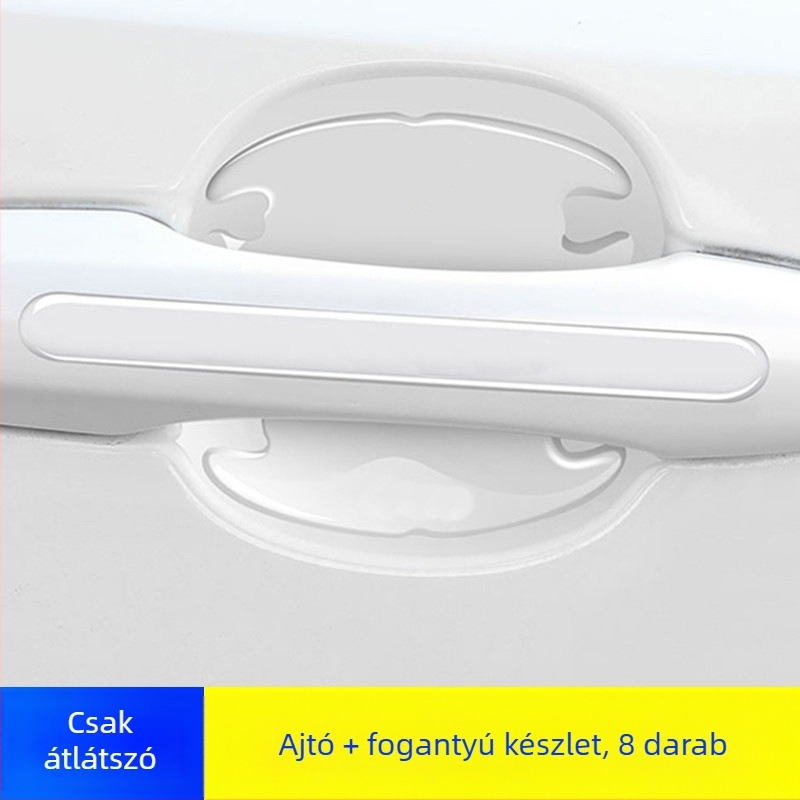 Autó ajtókilincs védőcsík – átlátszó, láthatatlan védőfilm, PU epoxy, Modell T0625, Univerzális, 4 darabos készlet