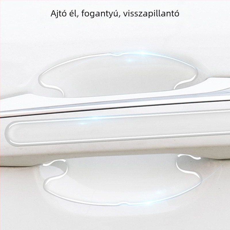 Autó ajtókilincs védőcsík – átlátszó, láthatatlan védőfilm, PU epoxy, Modell T0625, Univerzális, 4 darabos készlet