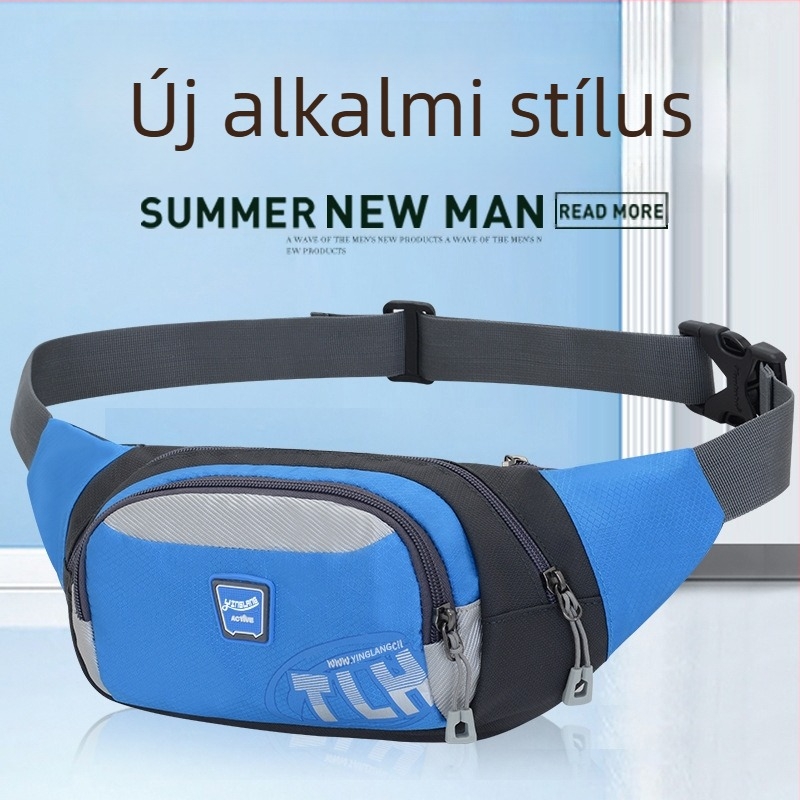 Uniszex deréktáska nylonból, vízálló, nagy kapacitású, kültéri sportokra, crossbody, szabadidős stílus