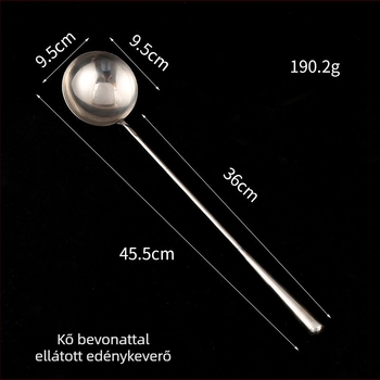 Rozsdamentes acél főzőkanál hosszú nyéllel, égés elleni dizájn, magas hőmérsékletnek ellenálló, tömör tálalókanál szakácsok számára