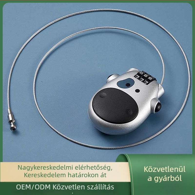 Sisak-zár motorkerékpárhoz és poggyászhoz - ABS műanyag, 80 cm kábel, 1,6 mm rúd, numerikus kód, Spirit Lock