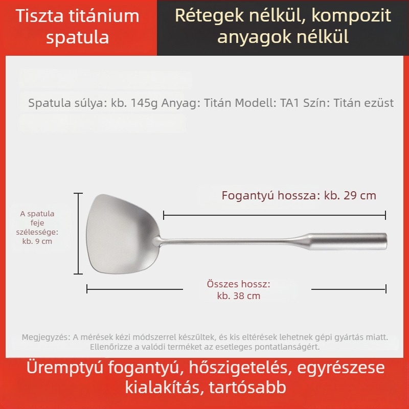 Huachui Titán főző spatula titánium fogantyúval, magas hőmérséklet-állóság