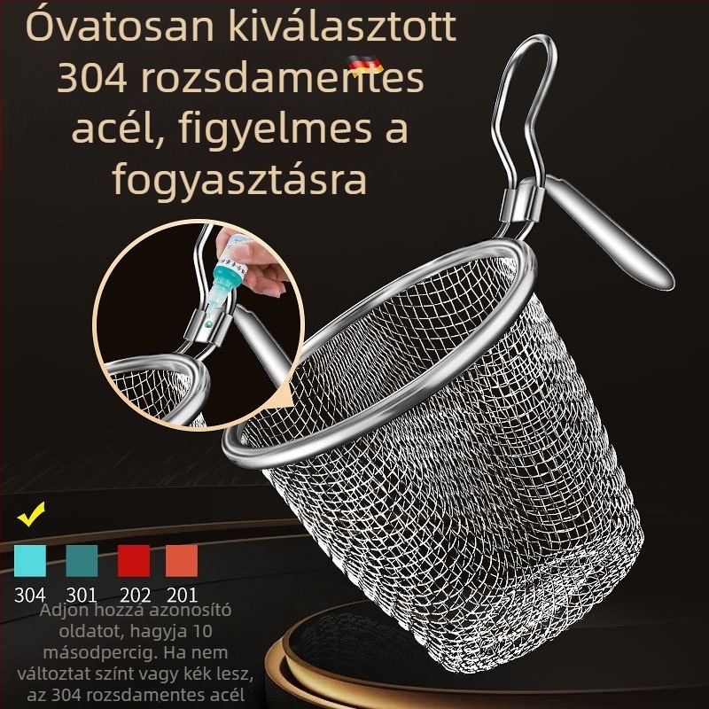 Forró fazék szűrőkanál - 304 rozsdamentes acél, élelmiszer-minőség, magas hőmérséklet-állóság, akasztó él