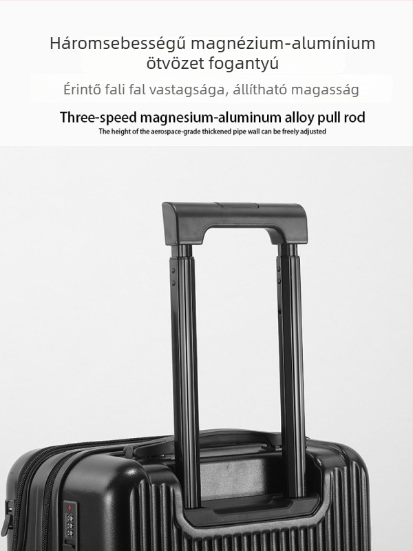 Egyéni logóval ellátott elülső nyílású utazótáska, PC anyagból, kapacitás 56–75 L, USB-port, TSA zár