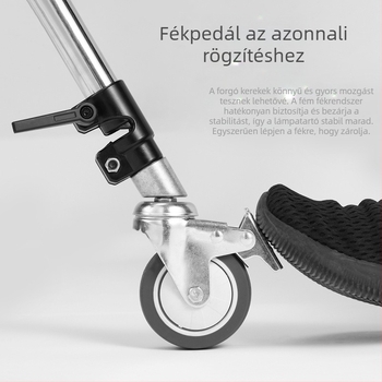 Lámpaállvány háromlábú görgőkkel és fékkel, alumínium ötvözet, univerzális kamera-tartó