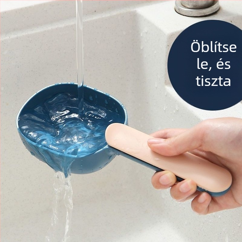 Háziállat eledel kanál és mérőkanál, záróklip, 316L rozsdamentes acél, szilikon nyél, magas hőállóság