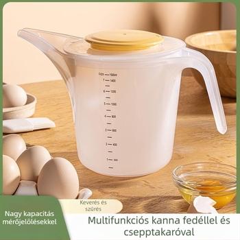 Hosszú szájú mérőedény tészta- és folyadéköntéshez, nagy kapacitás, graduált skála, műanyag