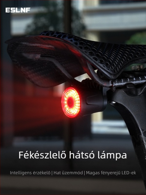 ESLNF kerékpár hátsó lámpa hosszú üzemidővel, MTB és országúti kerékpárokhoz, éjszakai tekerés figyelmeztető fény, intelligens kiegészítő
