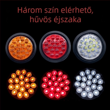 24V-os izzószerelvény félpótkocsi hátsó lámpájához, kör alakú, féklámpa, indexlámpa, hátramenet lámpa