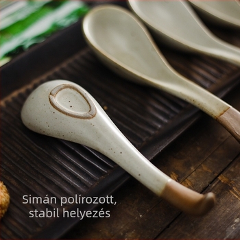 Kerámia kanál – kézzel készített japán stílusú evőkanál, egyszerű stílus, tükörfényes felület, márka Yilongxuan