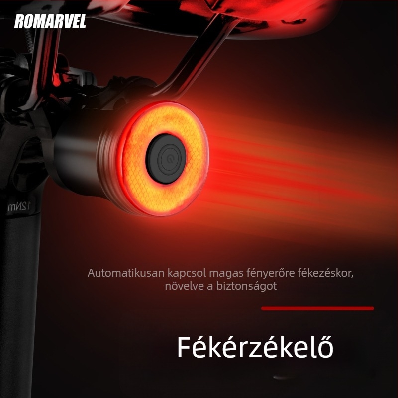 Q5Mini kerékpár hátsó lámpa intelligens fékérzékelővel — USB-C töltés, snap rögzítés, 500 mAh akkumulátor, éjszakai kerékpározáshoz ideális