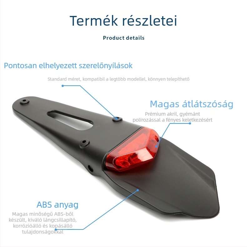 Motorkerékpár hátsó lámpa, LED, 12V, modell 201, élettartam 30 000 óra