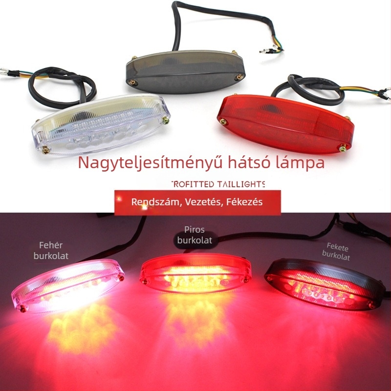 Motorkerékpár LED hátsó lámpa, Modell 2003, 5W, 12V, ABS fém tartóval