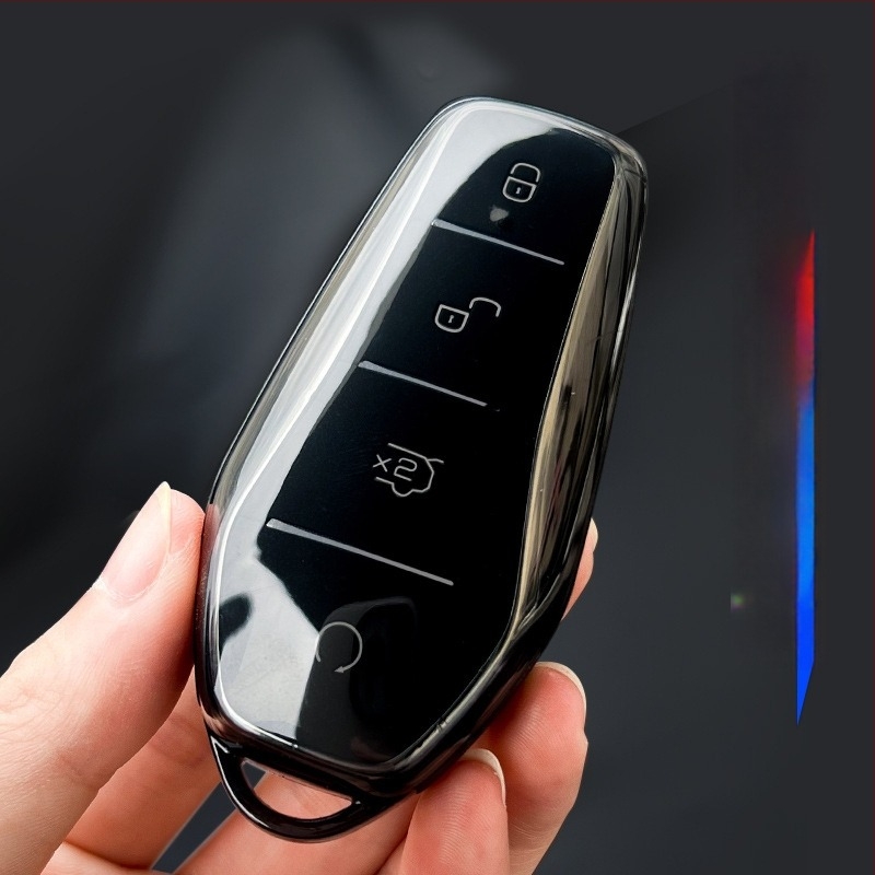 BYD kulcstartó tok Dolphin, Qin Plus, Han EV/DM – valódi bőr, egyszerű stílus