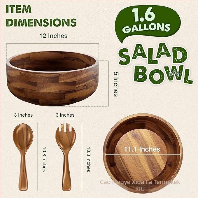 Fából készült salátás tál - Cedar, fa anyag, kör alakú, modern minimalist stílus, mikrózható