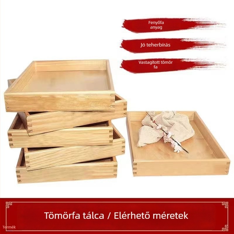Téglalap alakú fa kenyér- és süteménykínáló tál, tömörfa, modern minimalista stílus