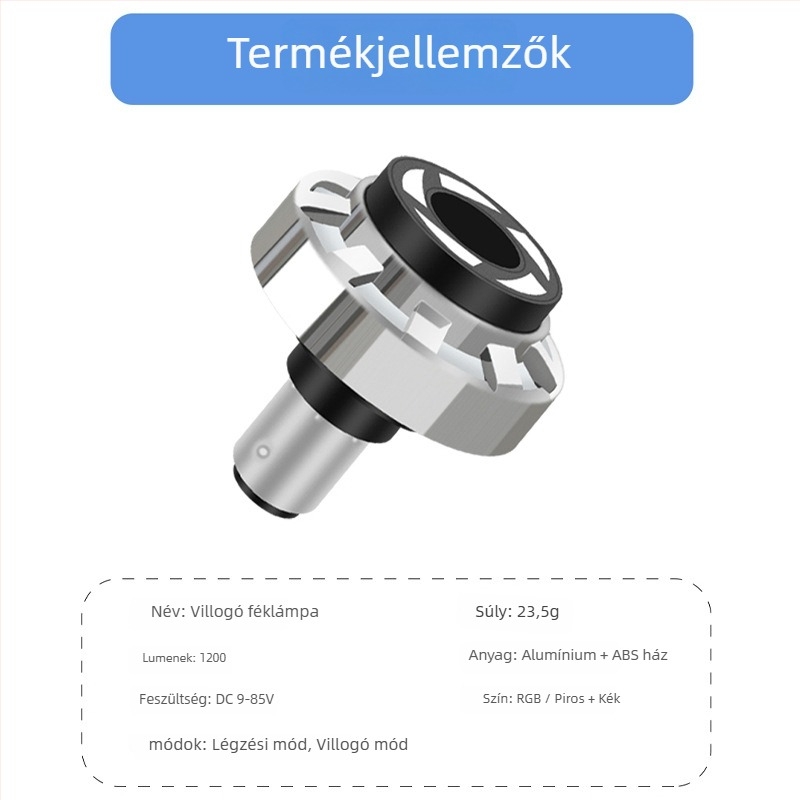 Motorkerékpár LED fékvilágítás Angel Eye-vel, alumínium ház, bemenet 6–85V, 6000K, modell motor032, élettartam 50 000 óra