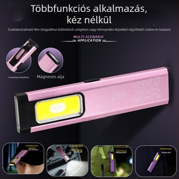 LED kézi mágneses vízálló mini hordozható ultra fényes kültéri vészvilágítás — test alumíniumötvözet, 850 mAh akkumulátor, 10W LED fényforrás, tölthető