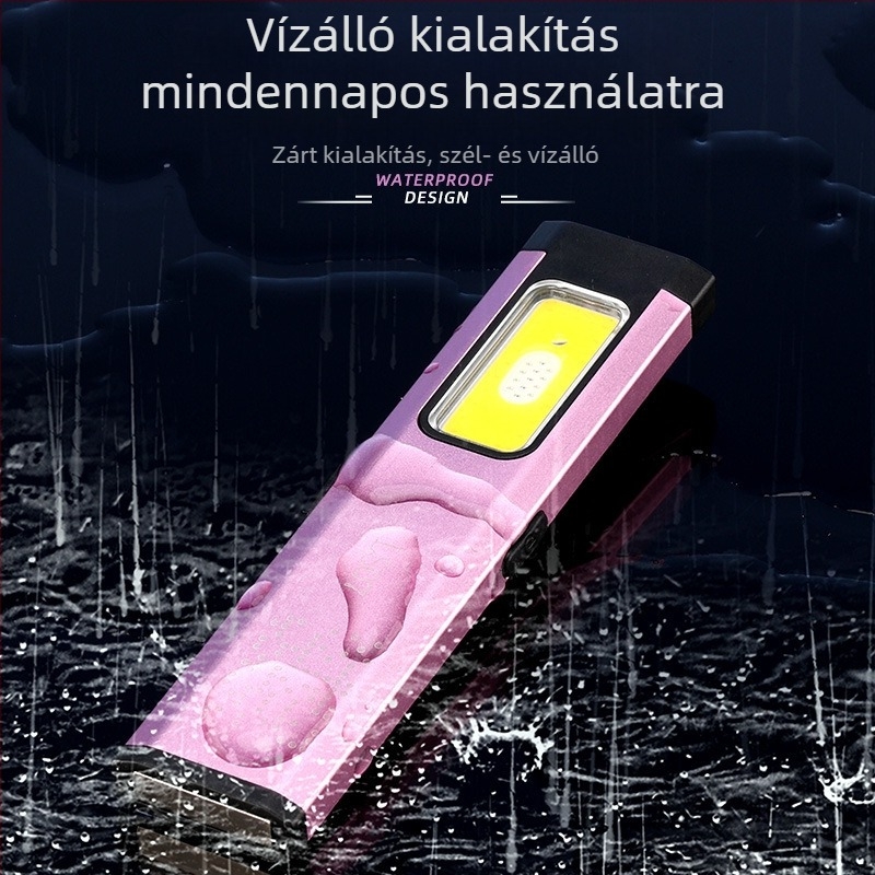 LED kézi mágneses vízálló mini hordozható ultra fényes kültéri vészvilágítás — test alumíniumötvözet, 850 mAh akkumulátor, 10W LED fényforrás, tölthető