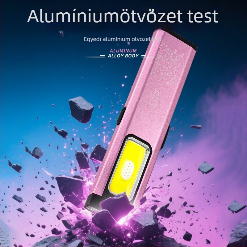 LED kézi mágneses vízálló mini hordozható ultra fényes kültéri vészvilágítás — test alumíniumötvözet, 850 mAh akkumulátor, 10W LED fényforrás, tölthető