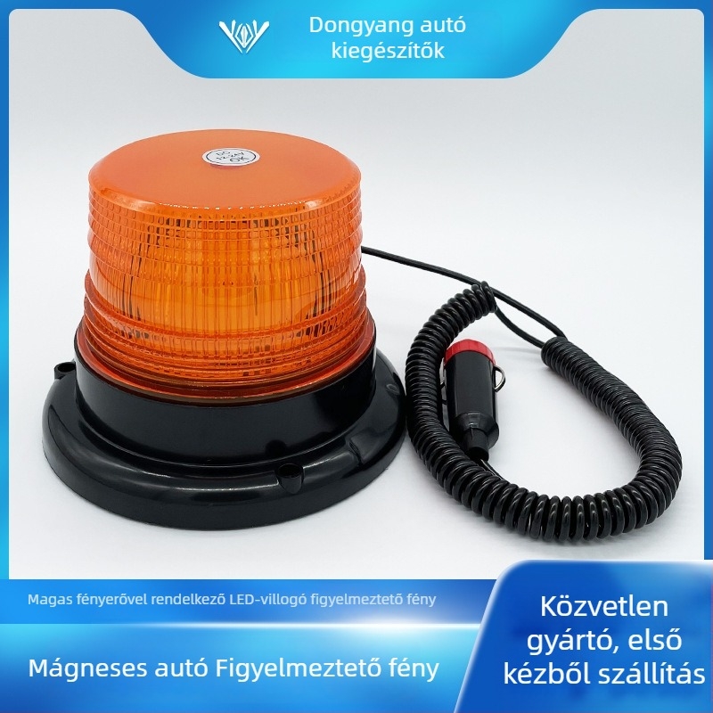Dongyong 604-24LED Mágneses tetőfigyelmeztető lámpa járművekhez, 12W LED, DC12-24V, 6000K