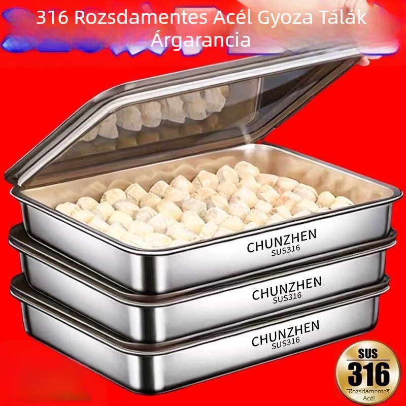 316-os rozsdamentes acél gombóc doboz fedéllel, négyzet alakú frissesség tál tároláshoz és piknikhez, többfunkciós