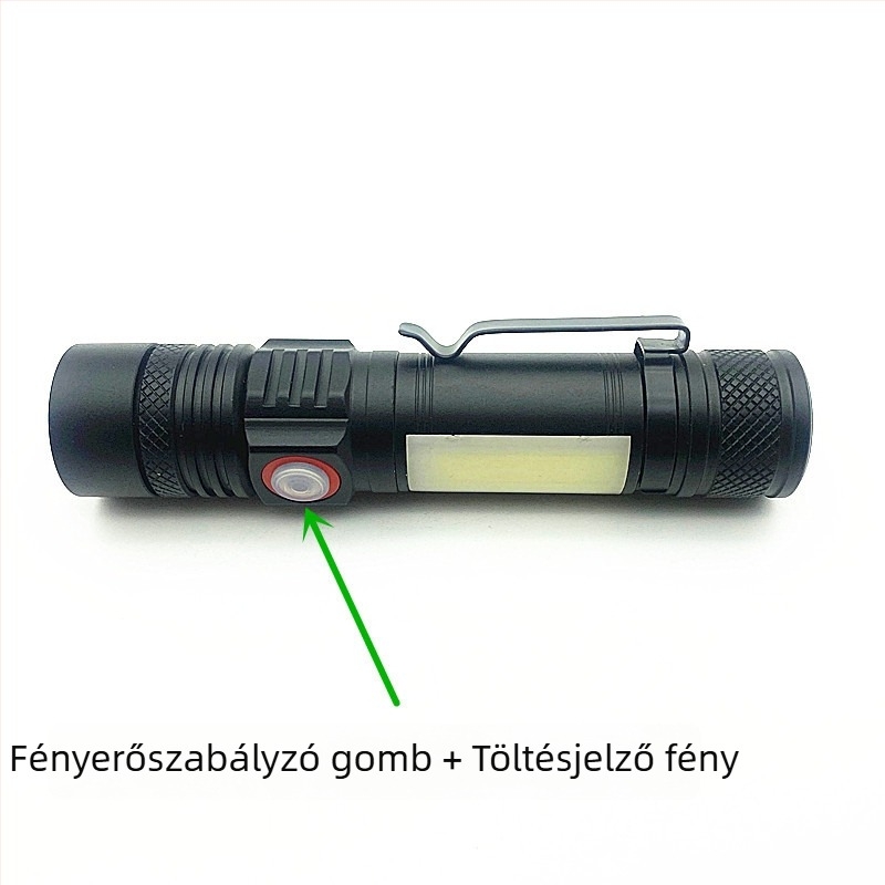Type-C Töltő COB LED Munkalámpa Autójavításhoz – Alumínium ötvözet burkolat, 1200mAh akkumulátor, 5W+3W, 360° forgás, 100–200m hatótávolság